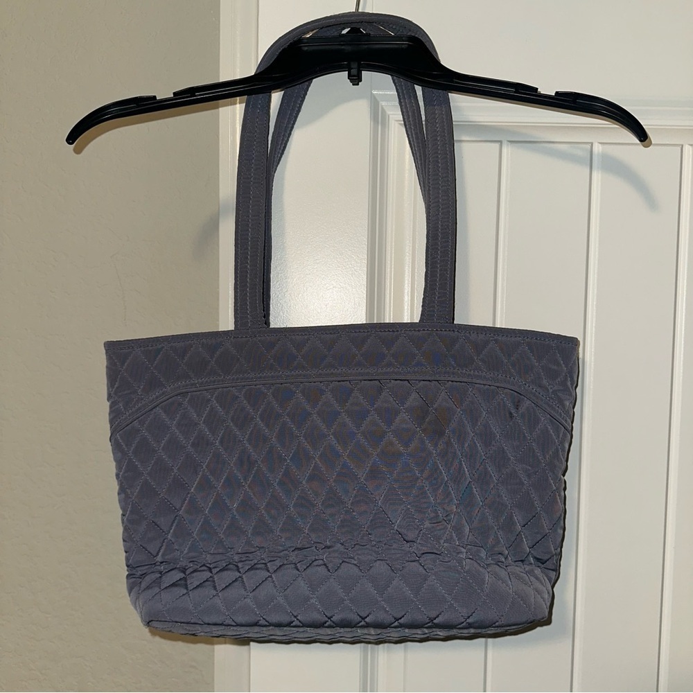 Vera Bradley Quilted Tote Bag Small Pockets Vacation Casual Purse Handbag Gray - Picture 3 of 6